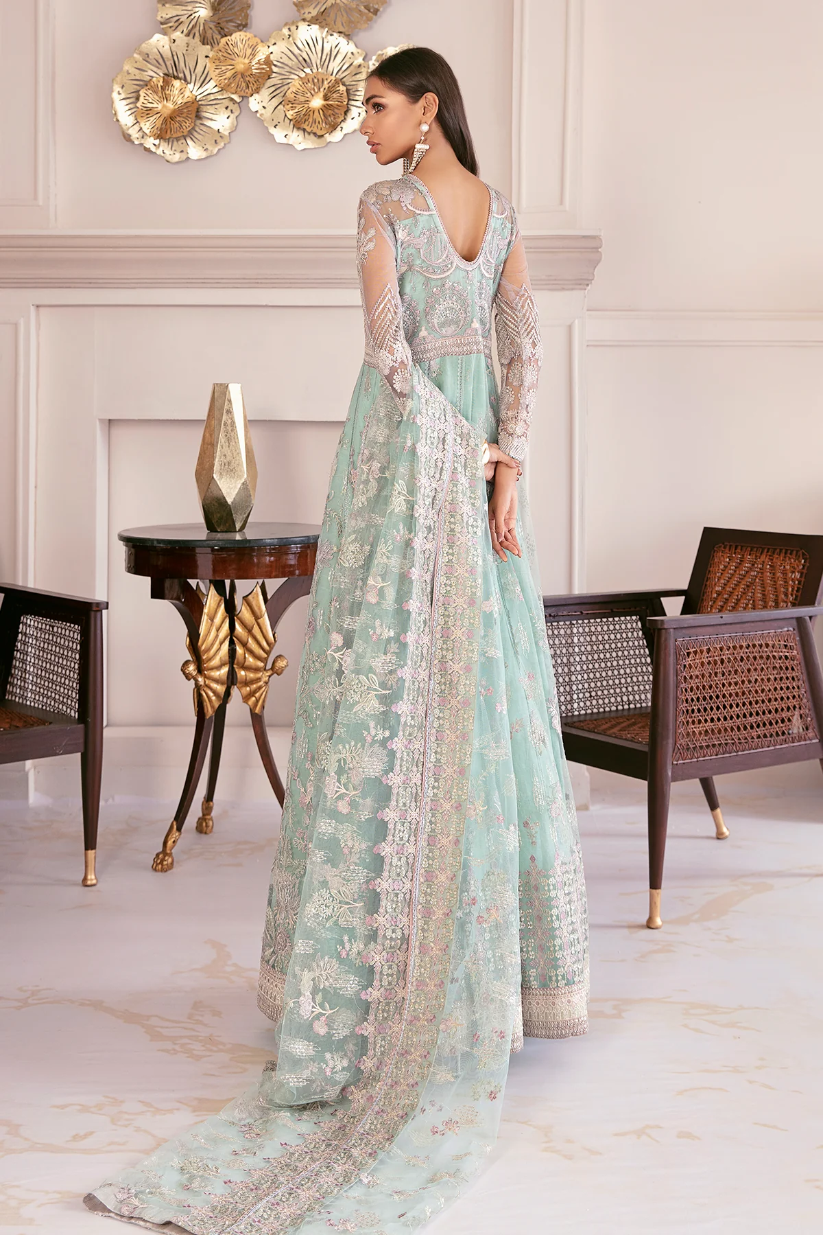 EMBROIDERED NET CH08-10 UNSTITCHED - Image 5