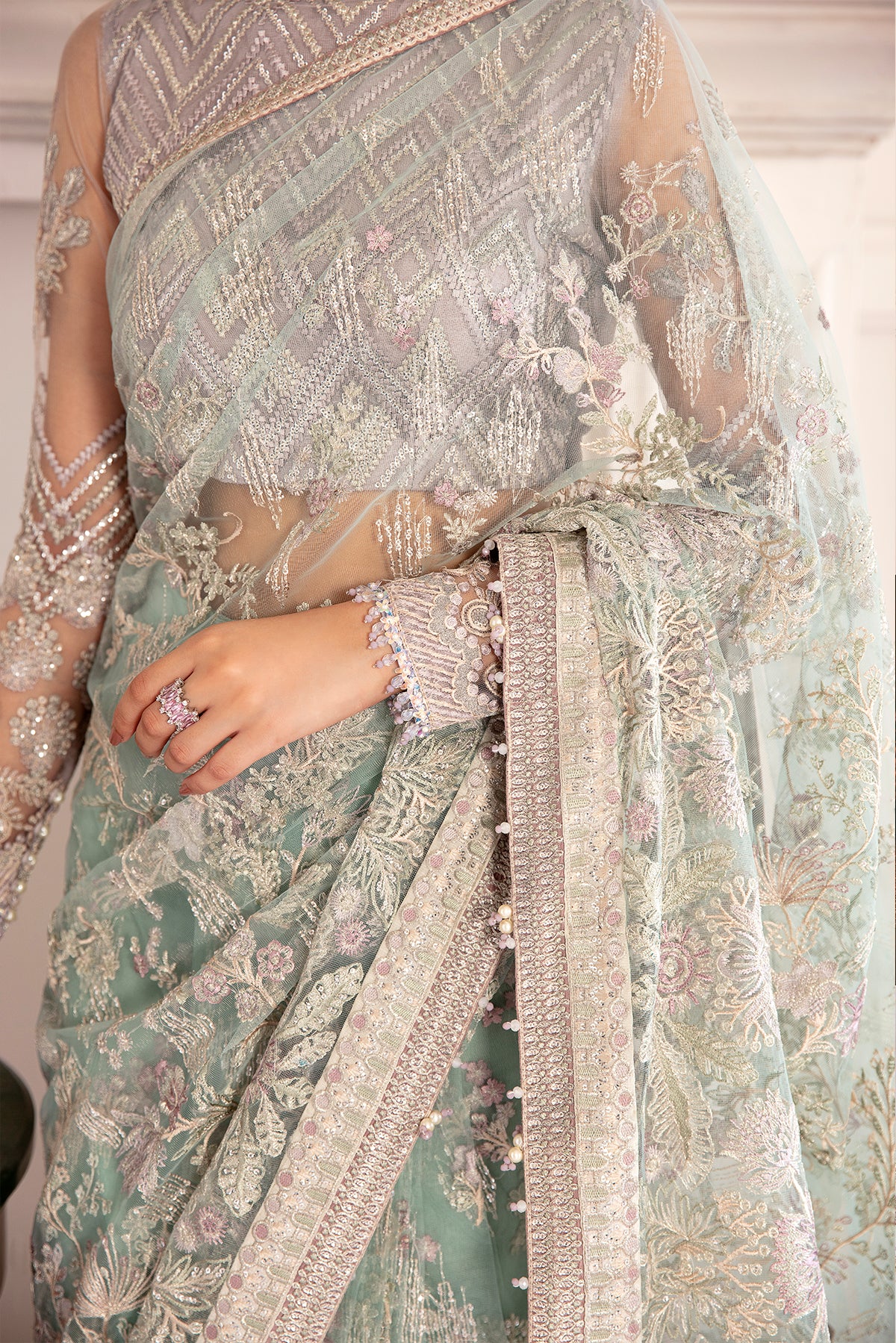 EMBROIDERED NET CH08-10 UNSTITCHED - Image 6