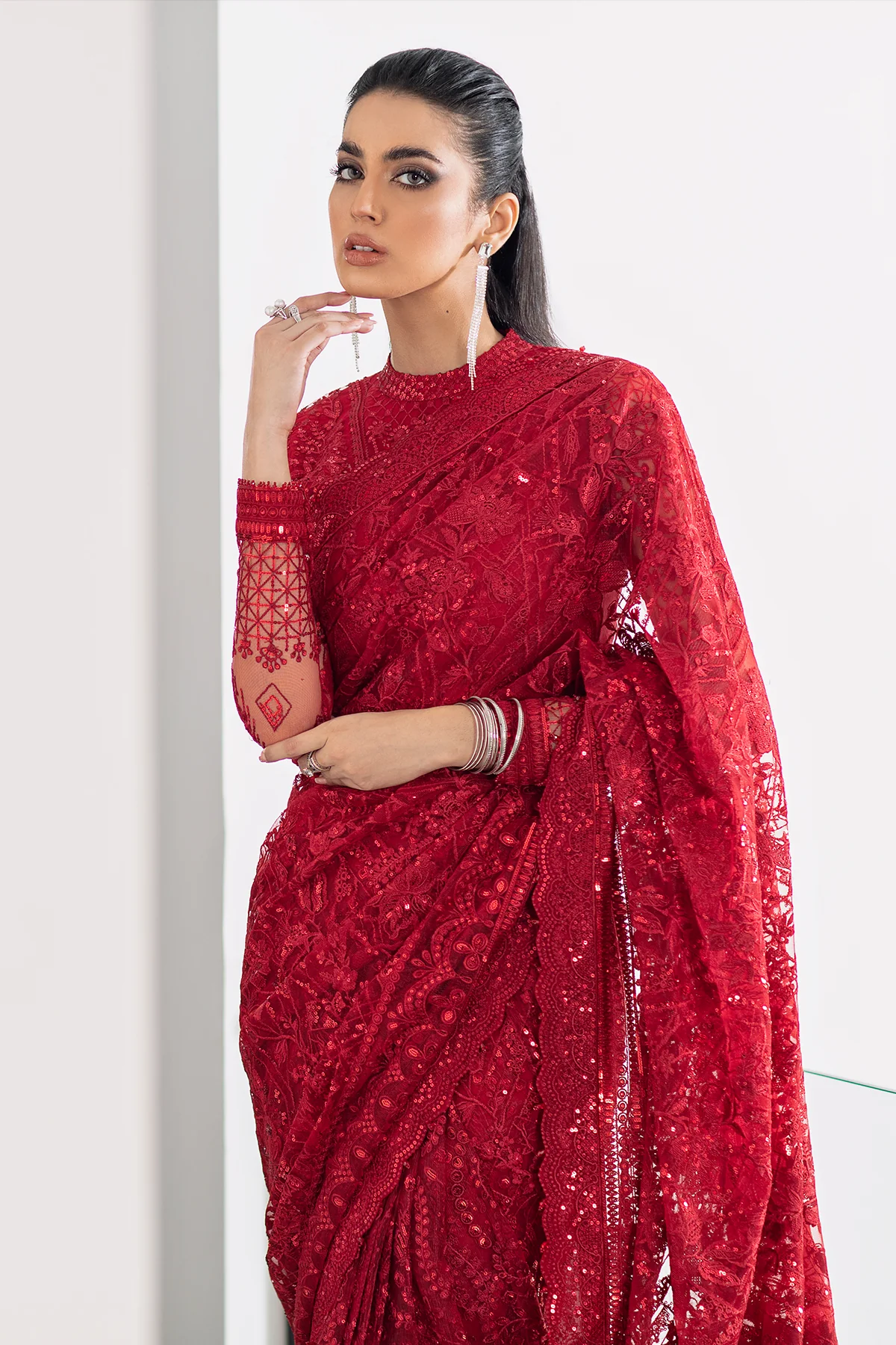 EMBROIDERED NET CH09-06 UNSTITCHED - Image 9